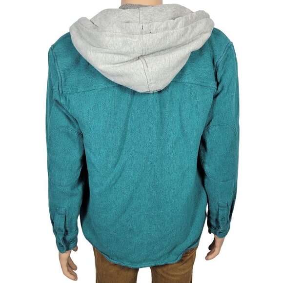 BDG Urban Outfitters Men's 100% Cotton Textured Button Jacket, Grey Hood Size S - Picture 6 of 12